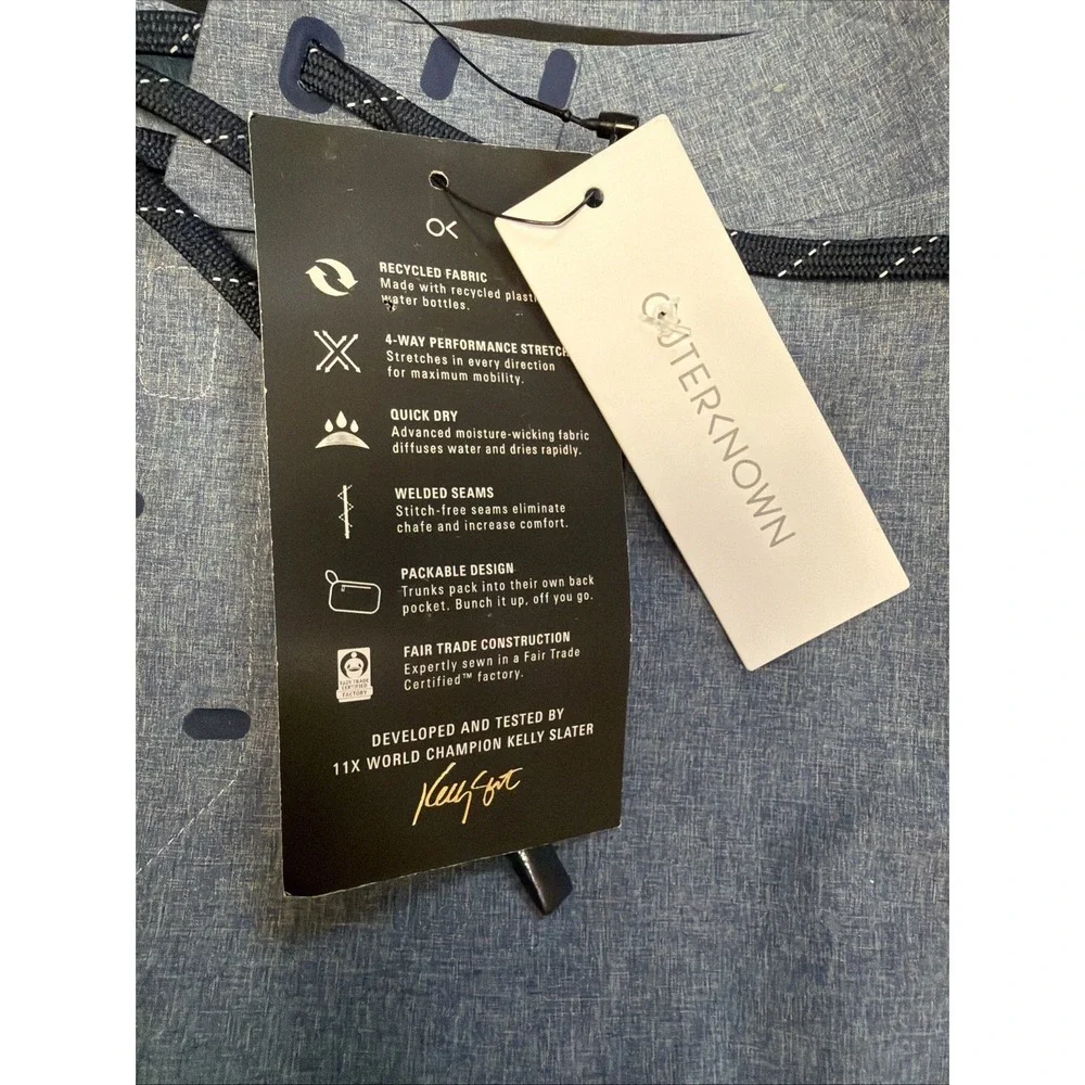 NWT Outerknown Apex Trunks Board Shorts Kelly Slater Boys 10 Blue Surf $125
